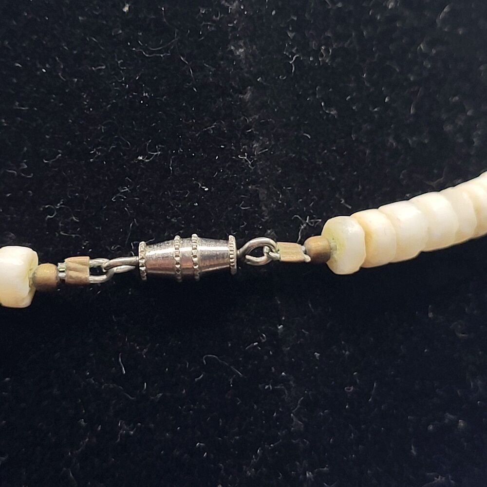 Estate Hawaiian Puka Shell Coconut Shell Beaded Necklace 16in - Picture 6 of 6